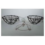 2 heavy duty metal planter baskets and a hanging