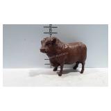 Red mill MFG wood carved bull statue, 8.5" long,
