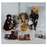 3 porcelain dolls,  all with original paperwork.
