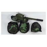 Four 12 inch, folding shovels, each with their