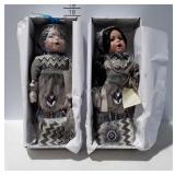 Two golden keepsake dolls, heirloom dolls,