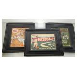 Three advertising metal sports themed signs in