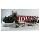Christmas decor: 44" long wooden JOY sign and 2