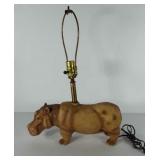 Hippopotamus lamp fixture, missing lamp shade, 13