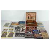 Wooden cigar box full of post cards, Ford Times
