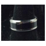 Size 7- Shungite inlay band ring titanium