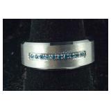 Size 9 Stainless ring with blue stones