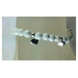 Sterling silver and White howlite bracelet 8in