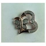 Butterfly heart accent pendant gold over Sterling