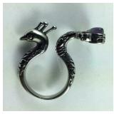 Size 9 multi gemstone peacock ring stainless