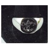 Size 12 stainless steel ring fleur de lis