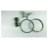Two Silver Tone Bangle Bracelets, size 2 1/2"