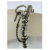 Two Silver Tone Bracelets One Heavy ,