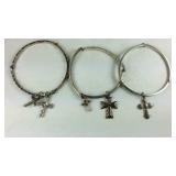 Three   Bracelets Silver Tone With Religious