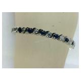 Man Made Diamonds & Sapphire Bracelet, 7.5 "