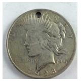 1923 Peace Dollar, hole
