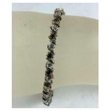 Silver Genuine Sapphire And Diamond Bracelet Gold