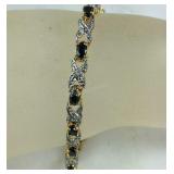 Genuine Sapphire Bracelet silver, size 7.5"