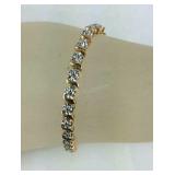 Genuine Diamond Bracelet Gold Tone silver, size