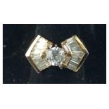 Gold over Silver CZ Ring , size  5.75 , 4.8 grams