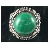 Size 7 Sterling silver malachite ring