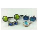 Costume jewelry, three pairs of earrings and a