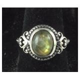 Size 7 Sterling 3.25ct labradorite solitaire ring