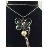 Simulated grpy quartz and Austrian crystal 29in