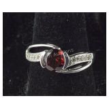 Size 7 Sterling Mozambique garnet and lab created