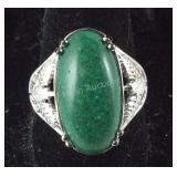 Size 9 platinum bond 6.38ct malachite solitaire