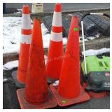 Four Orange Safety Cones, 36"