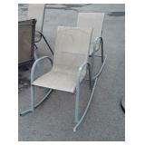 Two Outdoor Rocking Chairs. Aluminum framed mesh