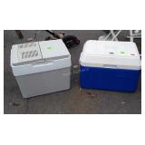 Two Coolers, blue Coleman okay, other Koolatron