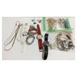 Costume jewelry and wrist watches