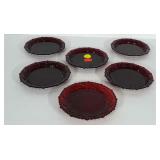 6 AVON Cape Cod dessert plates in ruby red glass.