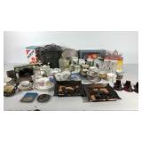 Tea cups, mugs, enamelware, Saltines