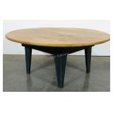 Pine country style coffee table. Blue legs.