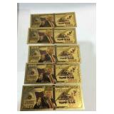 Five Donald Trump gold foil faux money