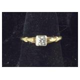 14k yellow gold diamond .14ct ring size 6 1.4g