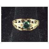 14k gold emerald ring size 7.75 tested gold