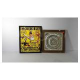 Art group, includes framed Shanghai circus poster