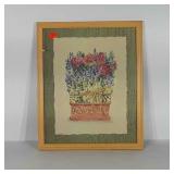 Dusty rose floral print in frame. Frame measures