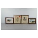 Framed art group, two water color paintings, both