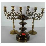 Brass candle stick holders, 11" and 13 1/2",