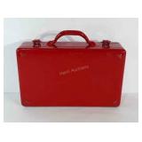 Red metal suitcase style box. 15x9x4 inches