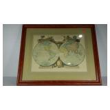 Mappe Monde framed map of the world, 30" x 38"