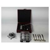 Wine preserver, corkscrew, decorative spoons, and
