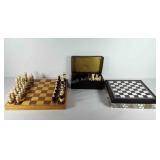 Chess boards and chess pieces, includes wooden