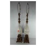 42" lamps, opalescent and brass