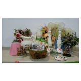 Group lot of home decor. Faux flowers,bunny